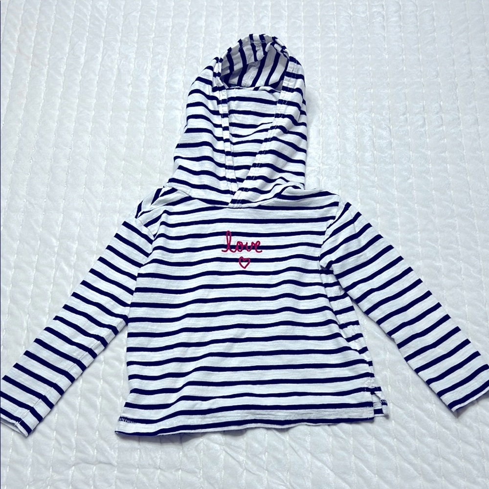 Baby Gap Embroidered Long Sleeve Striped Hooded Love Top - Size 5 years